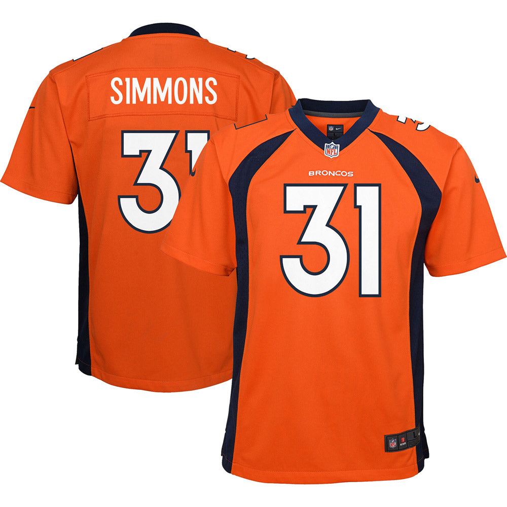 Youth Denver Broncos Justin Simmons Game Jersey Orange
